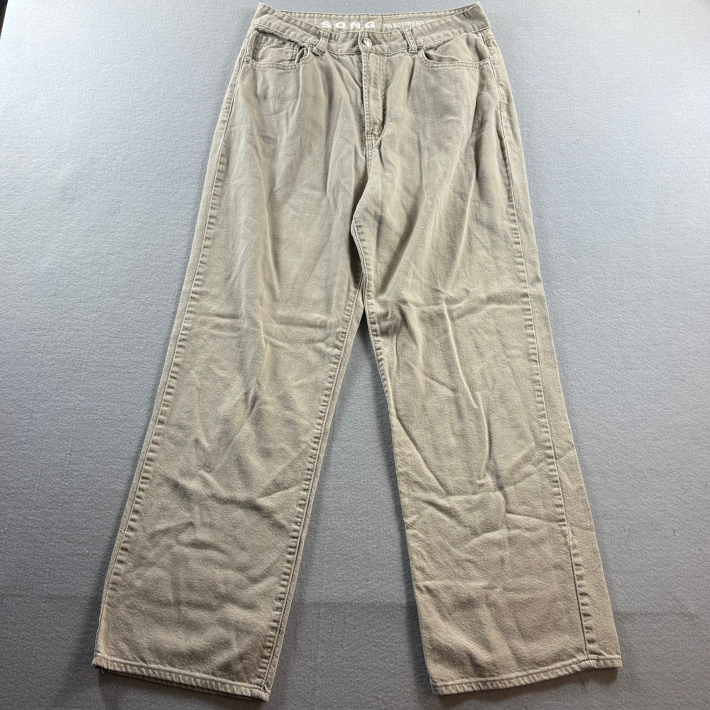 S.O.N.G. 90s Boyfriend Jeans Women 13/31 Tan High Rise Wide Leg Denim 31x28